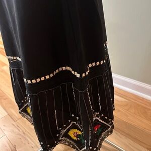 Beaded and Embroidered Black cotton lined Skirt